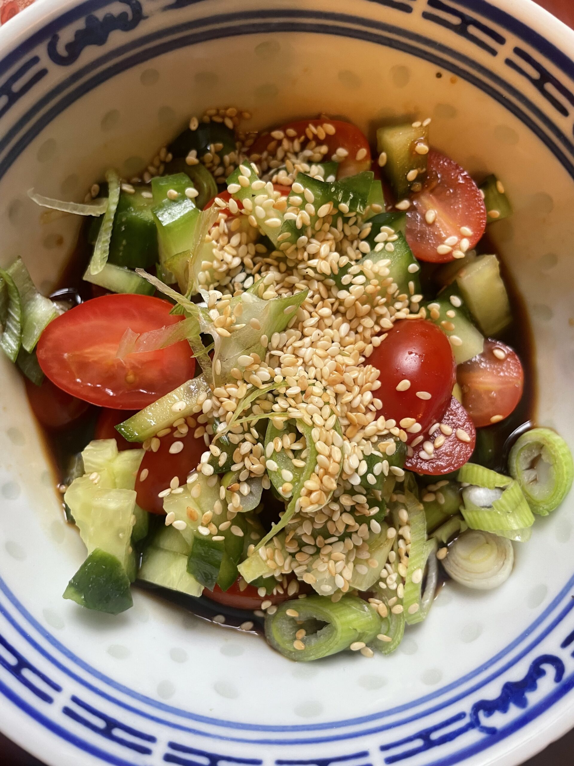Assembled soy-miso-dipping sauce garnished with roasted sesame seeds, adding a delightful crunch and visual appeal. The perfect accompaniment to enhance the flavor of crispy sourdough discard pancakes.