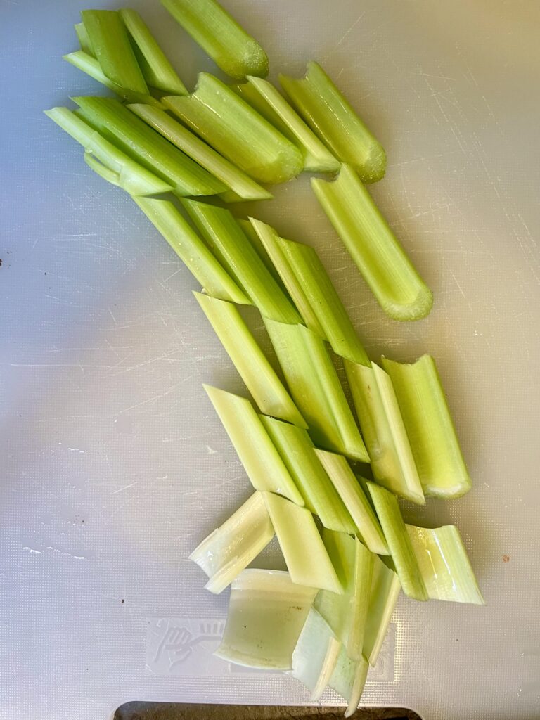 Neatly Cut and Ready for the Wok: Uniform Two-Centimeter Long Celery Strips